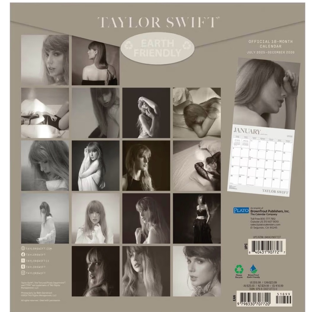 Taylor Swift Official 18 month Calendar with BONUS Photo NWT - Picture 2 of 4